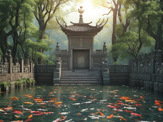 阴宅后面有鱼塘好不好,阴宅后方有鱼塘的吉凶辨析，风水传统与现代实务的深度解读
